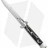 SKM 9" Italian Stiletto Automatic Knife Sim Dark Horn (3.8" Satin Bayo)