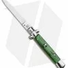 SKM 9" Italian Stiletto Automatic Knife Green Acrylic (4" Satin Flat)