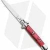 SKM 9" Italian Stiletto Automatic Dagger Knife Red Acrylic (4" Satin)
