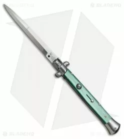 SKM AB 11" Italian Stiletto Automatic Knife Green Pearlex (5" Satin Bayonet)