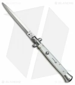 SKM AB 11" Italian Stiletto Automatic Knife White Pearlex (5" Satin Dagger)