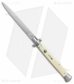 SKM 13" Italian Stiletto Automatic Knife Sim. Ivory (5.7" Satin Bayonet)