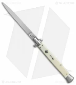 SKM AB 13" Italian Stiletto Automatic Knife Sim. Ivory (5.7" Satin Flat)