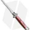 SKM AB 9" Italian Stiletto Automatic Knife Red Acrylic (3.8" Satin Kris)