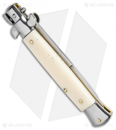 SKM 9" Italian Stiletto Bayonet Automatic Knife Sim Ivory (3.8" Satin) - Image 3