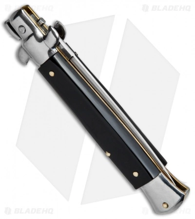 SKM AB 9" Italian Stiletto Dagger Automatic Knife Black Acrylic (3.8" Satin) - Image 3