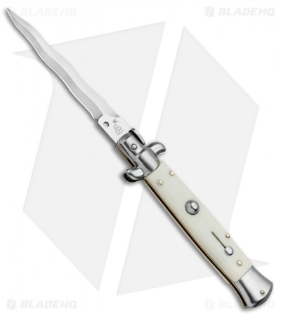 SKM AB 9" Italian Stiletto Automatic Knife Sim Ivory (3.8" Satin Kris)