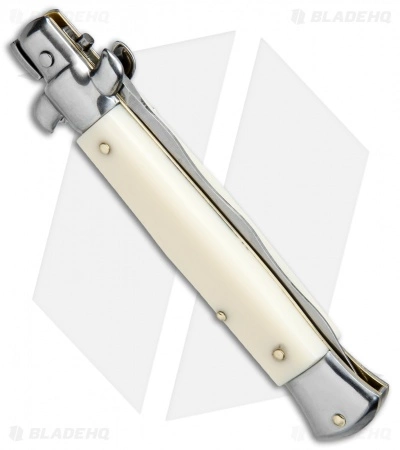 SKM AB 9" Italian Stiletto Automatic Knife Sim Ivory (3.8" Satin Kris) - Image 3