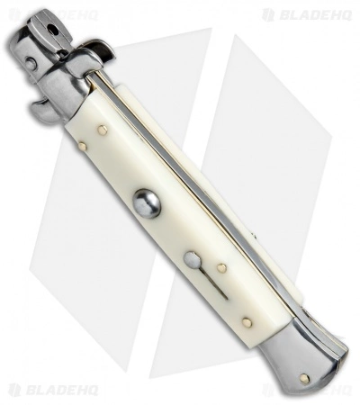 SKM AB 9" Italian Stiletto Automatic Knife Sim Ivory (3.8" Satin Kris) - Image 2