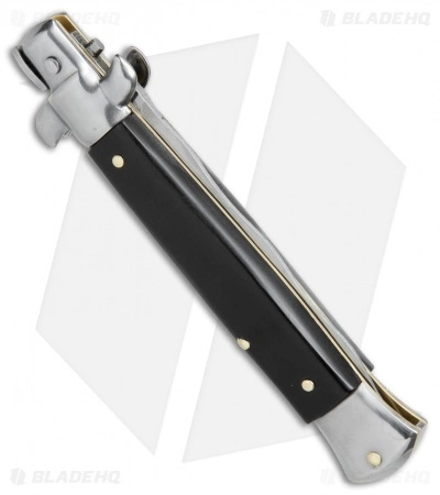 SKM AB 9" Italian Stiletto Kris Automatic Knife Buffalo Horn (3.8" Satin) - Image 2