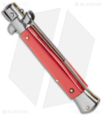 SKM AB 9" Italian Stiletto Automatic Knife Red Pearlex (3.8" Satin Bayonet) - Image 3