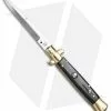 SKM 9" Italian Stiletto Automatic Knife Brass/Dark Horn (3.8" Satin Bayonet)