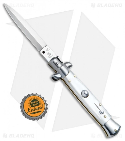 SKM/AB 8" Italian Stiletto Dagger Automatic Knife Pearlex (3.3" Satin) - Image 4