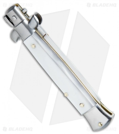 SKM/AB 8" Italian Stiletto Dagger Automatic Knife Pearlex (3.3" Satin) - Image 3