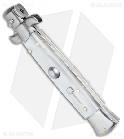 SKM/AB 8" Italian Stiletto Dagger Automatic Knife Pearlex (3.3" Satin) - Image 2