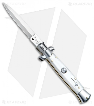 SKM/AB 8" Italian Stiletto Dagger Automatic Knife Pearlex (3.3" Satin)