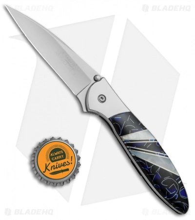 Santa Fe Stoneworks Customized Kershaw Leek A/O Knife Blue/MOP (3" Bead Blast) - Image 4