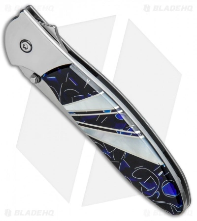 Santa Fe Stoneworks Customized Kershaw Leek A/O Knife Blue/MOP (3" Bead Blast) - Image 2