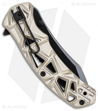 Schrade Shizzle MAGIC Spring Assisted Knife Champagne (3.375" Black Serr) - Image 2