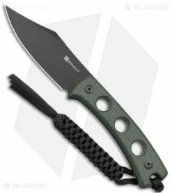 SENCUT Waxahachie Fixed Blade Knife Dark Green Micarta (3.7" Black SW) SA11C