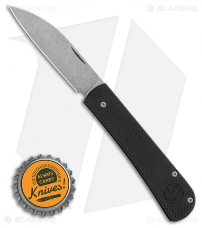 Serge Knife Co. Production Wharncliffe Slip Joint Black G10 (2.75" Stonewash) - Image 4