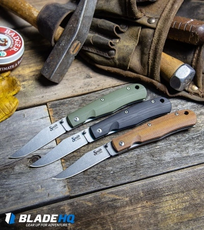 Smith & Sons Cypress Trapper Liner Lock Knife Natural Micarta (3.38" Stonewash) - Image 5