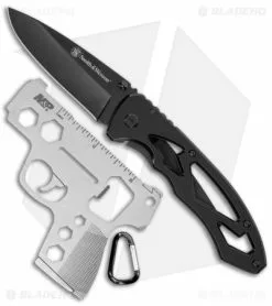 Smith & Wesson S&W Frame Lock Knife/Multi-Tool Combo Pack Black Steel (3" Black Stainless)