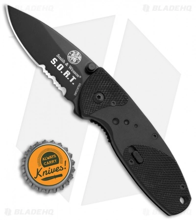 Smith & Wesson Large S.O.R.T. Spring Assisted Knife Black (2.5" Black Serr) - Image 4