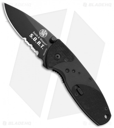 Smith & Wesson Large S.O.R.T. Spring Assisted Knife Black (2.5" Black Serr)