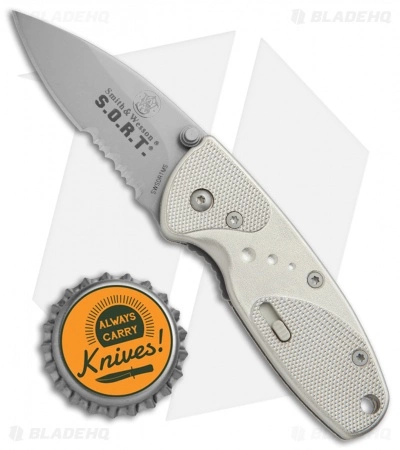 Smith & Wesson Medium S.O.R.T. Spring Assisted Knife Champagne (2" BB Serr) - Image 4