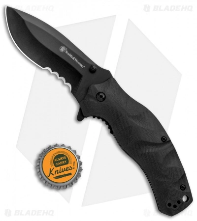 Smith & Wesson Black Ops Recurve Spring Assisted Knife (3.25" Black) - Image 4