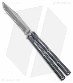 Squid Industries Krake Raken Bowie V2.5 Balisong Knife DT Gunmetal (4.5" Satin)