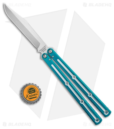 DoneSquid Industries Krake Raken V2.5 Bowie Balisong Knife Dual-Tone Teal (4.5") - Image 4