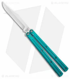 Squid Industries Krake Raken Bowie V2.5 Balisong Knife Teal (4.5" Satin)