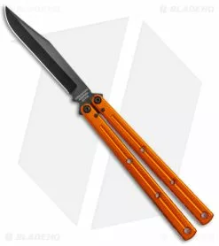 Squid Industries Krake Raken Bowie V2.5 Balisong Knife Orange (4.5" Inked)