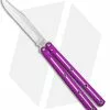 Squid Industries Krake Raken Bowie V2.5 Balisong Knife D/T Purple (4.5" Satin)