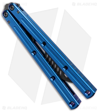 Squid Industries Krake Raken V2.5 Balisong Trainer Blue Inked (4.4" Black) - Image 3