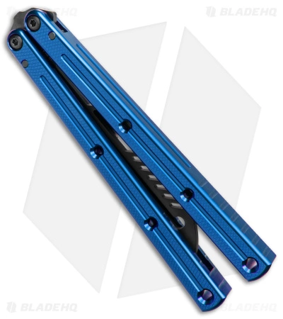 Squid Industries Krake Raken V2.5 Balisong Trainer Blue Inked (4.4" Black) - Image 2
