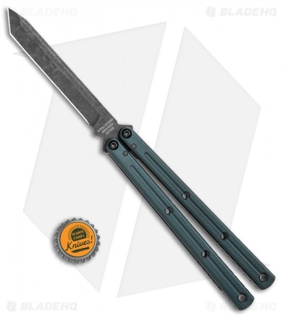 Squid Industries Krake Raken V2 Balisong Knife MATTE Gunmetal (4.5" Acid Wash) - Image 4