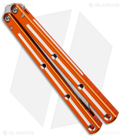 Squid Industries Krake Raken Tanto V2.5 Balisong Knife Dual Tone Orange (4.5") - Image 3