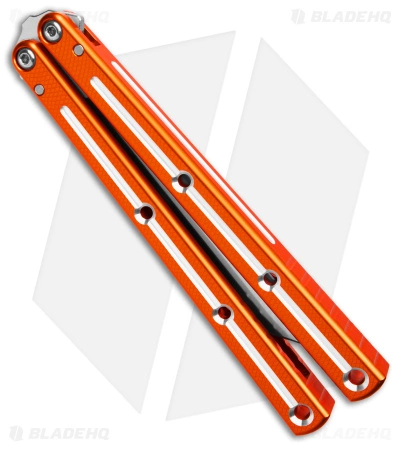 Squid Industries Krake Raken Tanto V2.5 Balisong Knife Dual Tone Orange (4.5") - Image 2