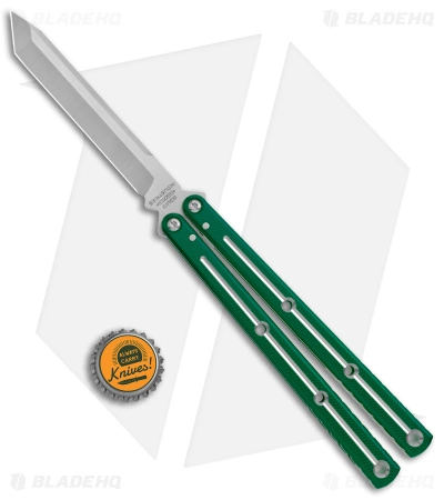 Squid Industries Krake Raken Tanto V2.5 Balisong Knife Dual Tone Green (4.5") - Image 4
