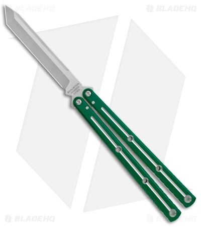 Squid Industries Krake Raken Tanto V2.5 Balisong Knife Dual Tone Green (4.5")