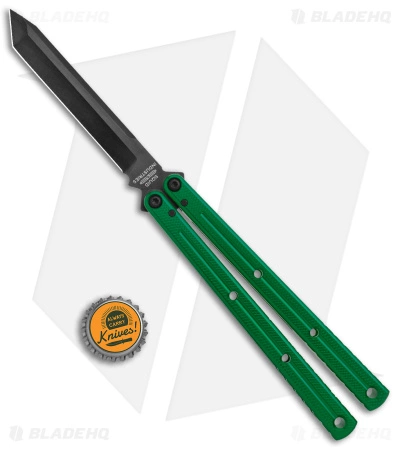 Squid Industries Krake Raken Tanto V2.5 Balisong Knife Green (4.5" Inked) - Image 4