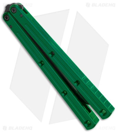 Squid Industries Krake Raken Tanto V2.5 Balisong Knife Green (4.5" Inked) - Image 3