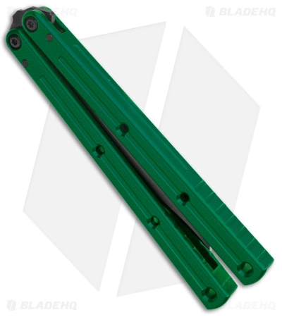 Squid Industries Krake Raken Tanto V2.5 Balisong Knife Green (4.5" Inked) - Image 2