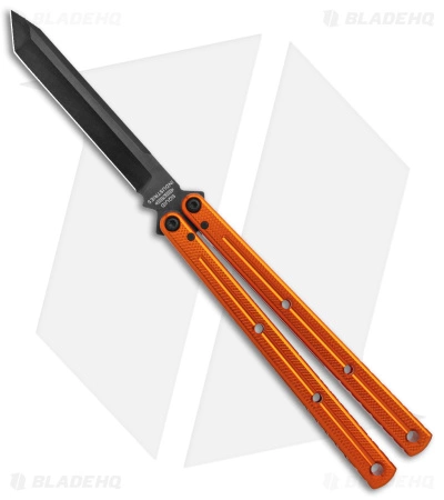 Squid Industries Krake Raken Tanto V2.5 Balisong Knife Orange (4.5" Inked)