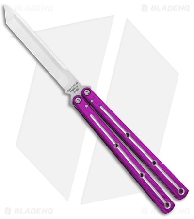 Squid Industries Krake Raken Tanto V2.5 Balisong Knife D/T Purple (4.5" Satin)