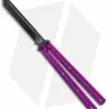 Squid Industries Krake Raken Tanto V2.5 Balisong Knife Purple (4.5" Inked)