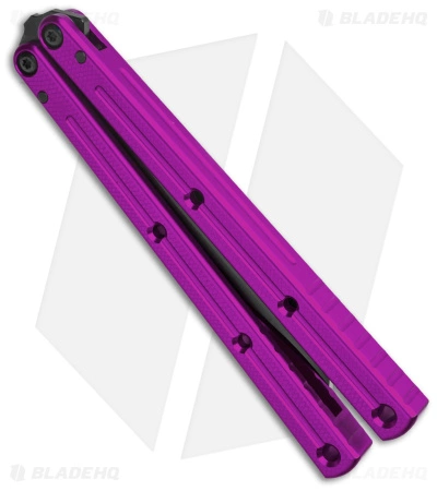 Squid Industries Krake Raken Tanto V2.5 Balisong Knife Purple (4.5" Inked) - Image 3